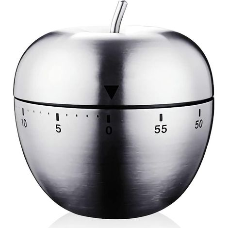 Minuteur cuisine forme pomme alarme rotation mécanique manuelle acier inoxydable (1/4)