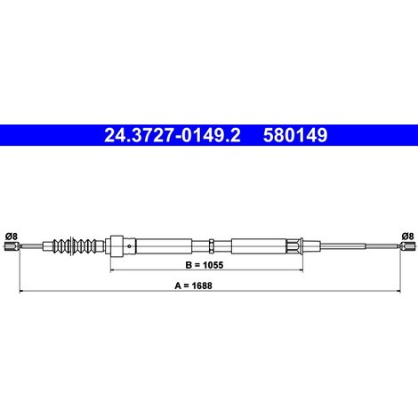Tirette à câble, frein de stationnement ATE 24.3727-0149.2 AUDI 1J0 609 721 E