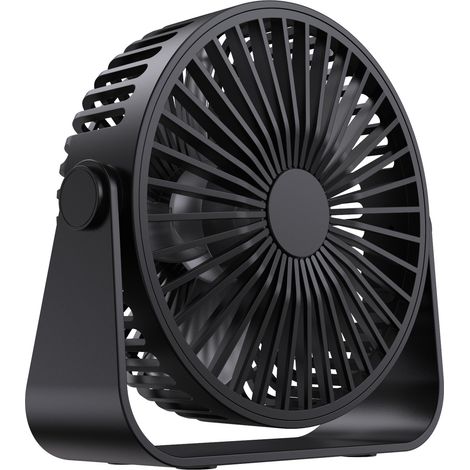 Ventilateur de bureau USB, ventilateur de table à 3 vitesses, ventilateur silencieux orientable à 360°, ventilateur portable, voiture, camping - noir (1/5)
