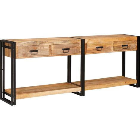 Konsolen-Tische 2 pcs Braun 200 x 33 x 75 cm Massivholz Mango