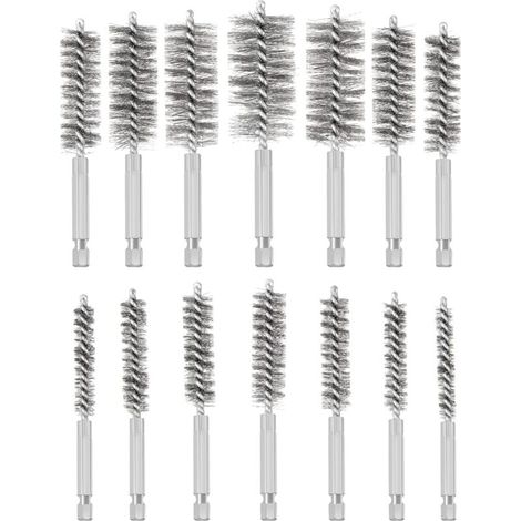 Brosse Metallique pour Perceuse, 14 Pièces Brosse de Trou en Acier Inoxydable, Différentes Tailles Brosse de Nettoyage en Acier Inoxydable pour éliminer Vieille Peinture et Rouille (1/5)