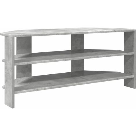 Meuble TV d'angle moderne avec rangement pratique 102 x 40 x 45 cm en bois d'ingénierie gris béton (1/5)