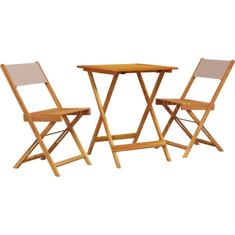 Maison Exclusive - Set da Bistrot 3pz Tortora in Tessuto e Legno Massello (1/5)