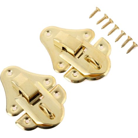 Kofferverschluss – 2 Stück – Eisen – Retro-Gold-Stil – Für Holzkisten und Koffer – 48 x 35 mm (1/5)