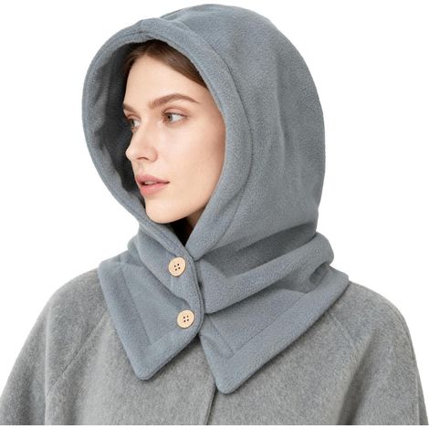 Kapuzenschal mit Nackenwärmer, winddicht, warm, Unisex, Grau (1/5)