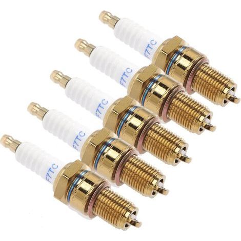 Satz mit 5 vergoldeten F7Tc-Zündkerzen für Generatoren, Rasenmäher, Traktoren und Mikrorotatoren, Hochleistungs-Zündkerzen mit Antifouling-Eigenschaften, Motorersatzteile (1/5)