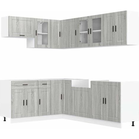 Maison Exclusive - Set Mobili da Cucina 11 pz Porto Grigio Sonoma in Truciolato