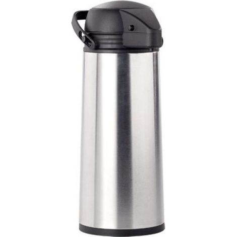 1 Carafe isotherme à pompe, 1,9 L, acier inoxydable, verre renforcé, plastique, pour barbecue, pause-café (1/4)