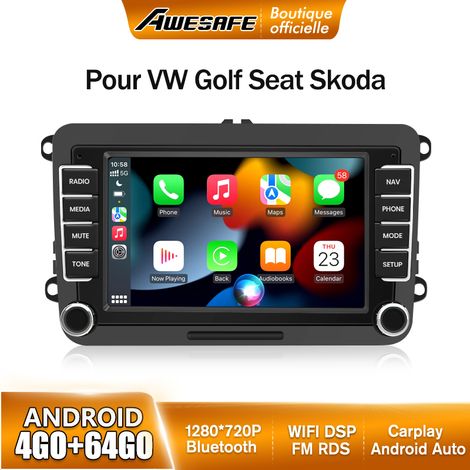 AWESAFE 4G Autoradio Android 13 pour Golf 5 6 VW Passat Polo Seat Skoda 4Go+64Go avec 7'' Écran Tactile Carplay Android Auto GPS (1/5)