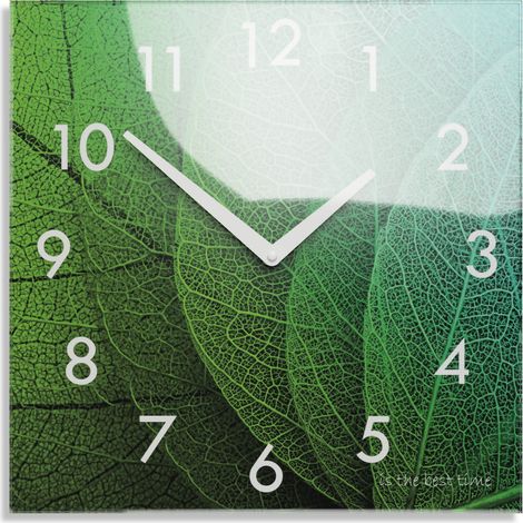 Reloj de pared moderno para el salón Hojas Verdes (1/4)