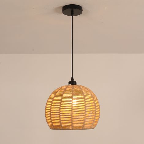 COMELY Designer-Hängeleuchter aus geflochtenem Seil, 30 x 30 x 150 cm, Schwarz und Braun, E27-Fassung (Leuchtmittel nicht enthalten), für Wohnzimmer, Schlafzimmer, Esszimmer, Boho-Stil