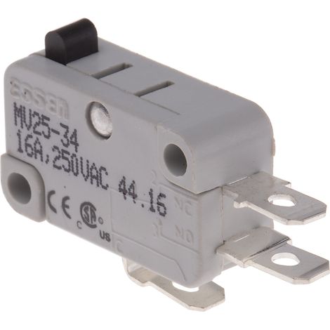 Rs Pro – Microrupteur à bouton poussoir 1 RT – 16 A @ 250 V c.a. – Connexion rapide pour installation facile – Température d'utilisation -55°C