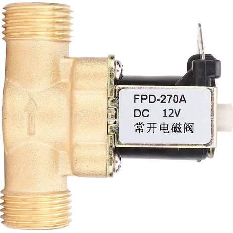 Vanne électromagnétique laiton DC12V normalement ouverte G1/2" pour eau (1/5)
