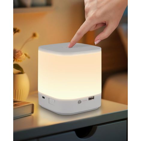 LED Nachttischlampe GBLY Touch Dimmbar: Tischlampe Akku 3600mAH USB Aufladbar Weiß Nachttischlampe Kabellos mit 3 Farbtemperatur&Timing Funktion Nachtlicht Kinder für Schlafzimmer (Weiß, 3600mAH)