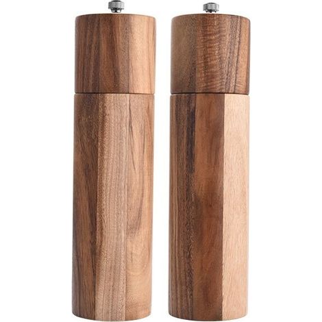 royaluxe - Moulin Cylindrique Acacia Moulin À Poivre Noyau En Céramique Manuel 2Pcs, (1/5)