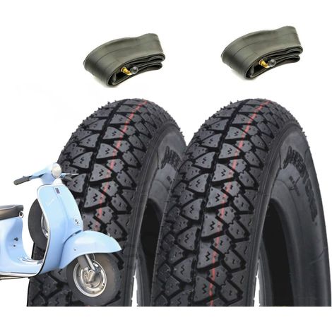 2 PNEUS 3,50-10 + CAMERAS D'AIR GOMMES POUR PIAGGIO VESPA PX 125 150 200 ARCOBALENO (1/2)