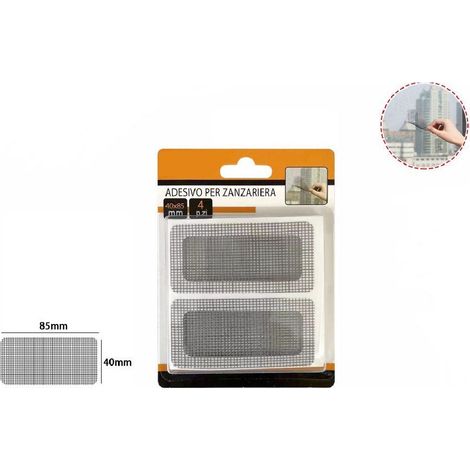 TrAdE Shop Traesio - Set 4pz Toppe Nastro Adesivo Zanzariere 40x85mm Riparazione Schermo Zanzariera Rete -