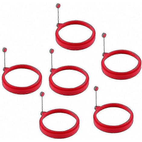 6 Silikon-Eierformen für antihaftbeschichtetes Backen, runde Ringe für Spiegeleier und Pfannkuchen, 6er-Set (1/5)