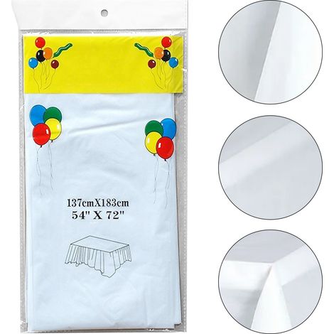 5 nappes blanches jetables pour table de desserts d'anniversaire, 137 x 183 cm (1/5)