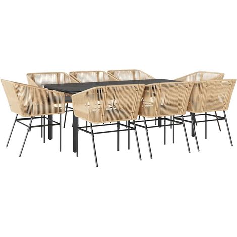 Maison Exclusive - Set da Pranzo da Giardino 9 pz con Cuscini Polyrattan Vetro