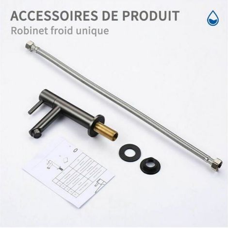 Robinet d'eau froide gris, robinet de salle de bain noir pour lave-mains, robinets en laiton pour lavabo, design moderne (1/5)
