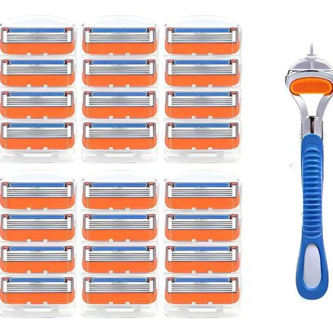 Ersatzköpfe für Gillette Fusion 5-Klingen-Rasierer (5 orangefarbene Schichten, 1 Griff, 24 Klingen) (1/5)