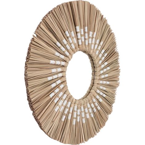 Wandspiegel mit Seegrasmuster, handgefertigt, dekorativer runder Hängespiegel mit Seegrasdekor für Eingangsbereich, Schlafzimmer, Badezimmer, Originalfarbe und Weiß (1/5)