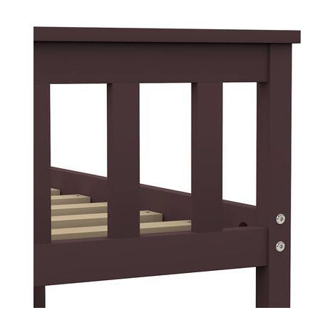 Cadre de lit sans matelas, pin massif brun foncé, 120 × 200 cm, pin massif durable, pour chambre, décor moderne, facile à assembler (1/5)