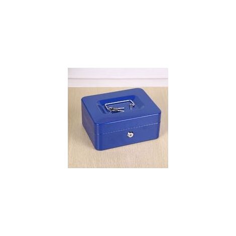 Tiroir-caisse verrouillable avec compartiment à clés et monnaie, bleu (1/5)