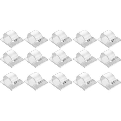 Crochets pour guirlandes lumineuses extérieures, lot de 15 clips transparents avec 15 attaches adhésives étanches. (1/5)