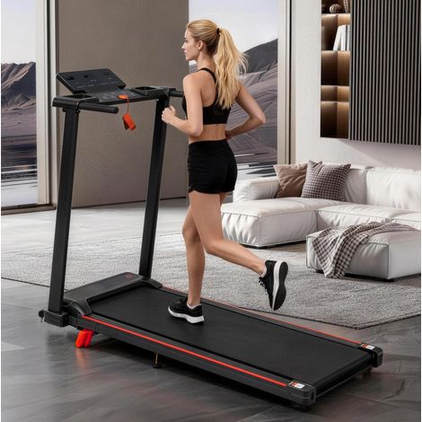 Cinta de correr plegable (115x51x100 cm), inclinación 0 a 8%, 1 a 12 km/h, motor 3.0 PS, metal negro y rojo (1/5)