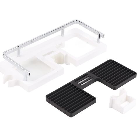 Estante de ducha de ABS cromado, inoxidable, 30 × 12 cm, práctico soporte para bandeja.