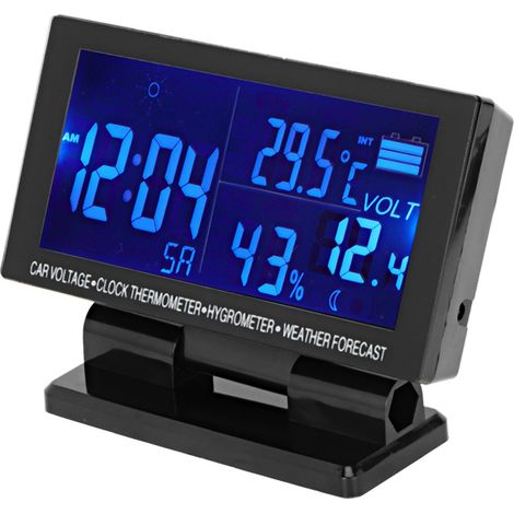 Horloge auto numérique thermomètre voiture hygromètre voltmètre de bord avec prévisions météo (1/5)