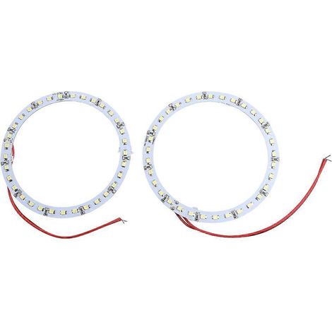 Lot de 2 anneaux lumineux LED blancs brillants de 100 mm à 33 SMD pour voiture, type « angel eyes », fonctionnant sur une alimentation 12 V CC. (1/5)