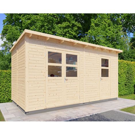 Abri de jardin bois Bertilo 19mm Laisholm 2 avec plancher 10,14m²naturel (1/5)