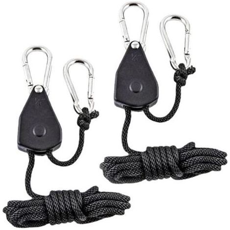 Corde de levage noire, 2 tendeurs, corde de tension pour tente, poulie métallique de camping, corde de tente, rallonge pour bâche, corde coupe-vent (1/5)