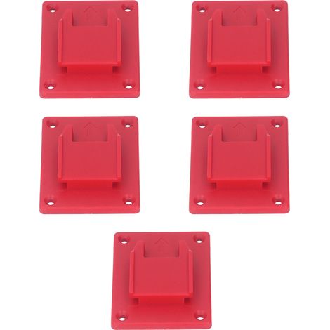 Lot de 5 supports de rangement rouges pour outils électriques, avec socles de fixation compatibles Dewalt 14,4V/18V/20V et Milwaukee M18 18V, batteries lithium incluses. (1/5)