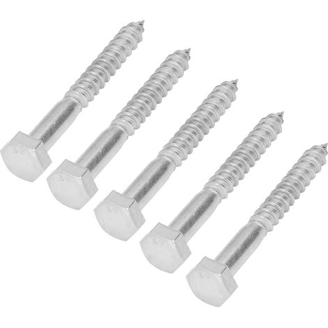 Vis à bois hexagonale M6x50mm en acier inoxydable 304, tirefond autoforeur, filetage partiel, boulon à tête hexagonale pour bois (1/5)