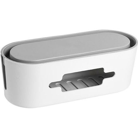 royaluxe - Boîte de Rangement Câble, 320 x 130 x 115 mm Boîte Cache Câble Anti-poussière, Antidérapant avec Support de Smartphones Range Câble pour Maison Bureau (1/5)