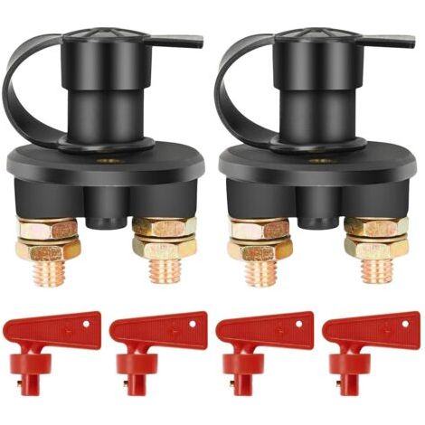 LaBlanc - Coupe Circuit Batterie 12V/24V, 2 pièces Déconnexion d'isolateur de Batterie Interrupteurs Batterie Voiture Coupe Batterie pour Voitures Camping-Cars Camions Navires Yachts (1/5)