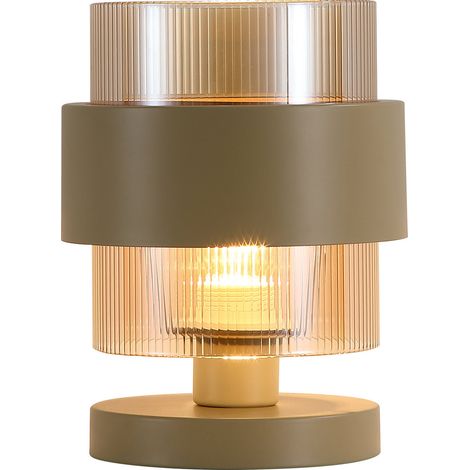 Searchlight Royal Lampe de table, S&, verre ambré côtelé 1x E27 (1/5)