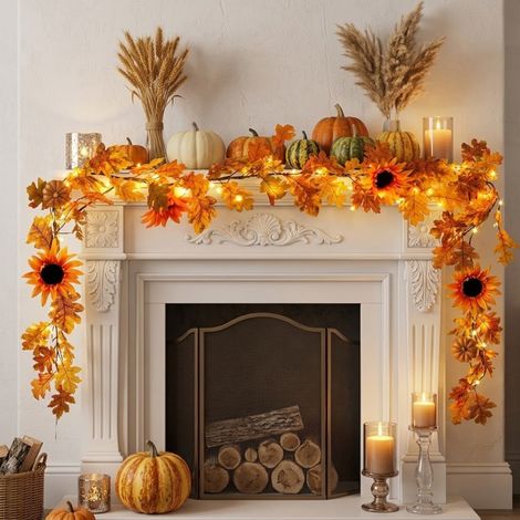 6ft Autumn Sunflower Light Up Garland (1/2)