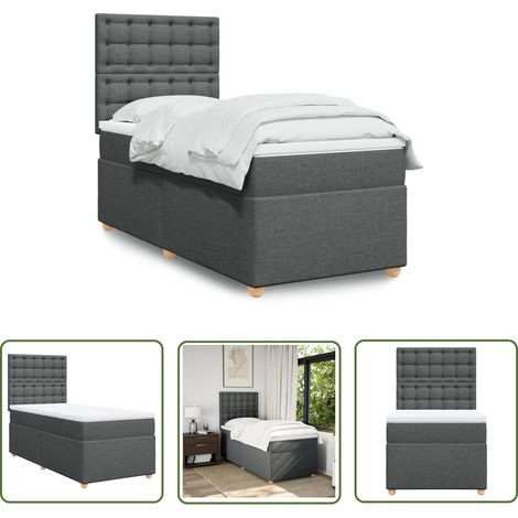 The Living Store Boxspringbett mit Matratze Dunkelgrau 90x190 cm Stoff - Boxspringbett - Doppelbett - Bettsofa - Schlafsystem - Polsterbett (1/5)