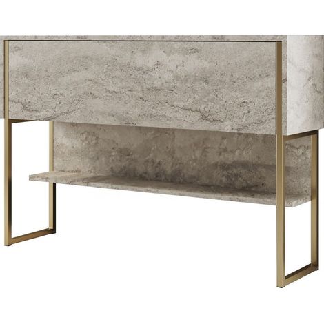 Console en bois "Luxe" - 120 x 30 x 80 cm - Travertin Or