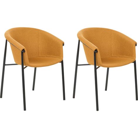 Set di 2 sedie Rivestimento in tessuto Design moderno Sala da pranzo Arancione Ames