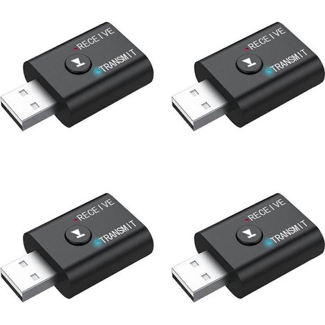 Adaptateur émetteur/récepteur audio Bluetooth USB 2 en 1 (4 unités), adaptateur audio sans fil HiFi avec câble AUX 3,5 mm (1/5)