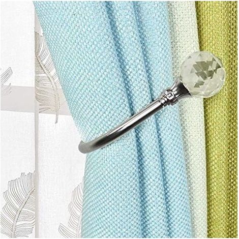 155x68mm 2 Pièces Cristal Embrasse à Rideau U Design Crochet Embrasse Rideaux Métal Curtain Tie Back Holdbacks Embrasses à Rideau (1/4)