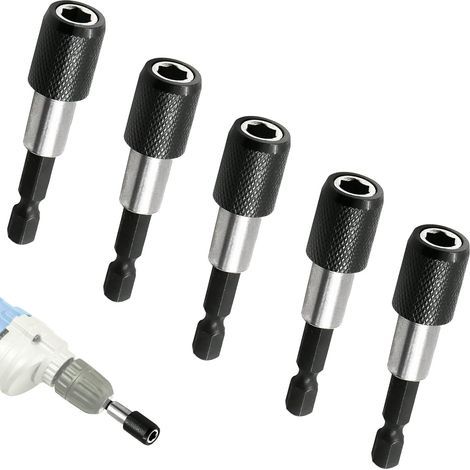 5 Pièces Porte Embout Magnetique, 1/4" 60mm Porte Embout Visseuse a choc, pour cloison sèche et enfoncer des vis à montage rapide dans des plaques de plâtre (1/5)