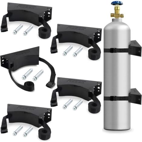 Lot de 5 Support Mural pour Bouteille de Gaz, Support Mural avec Sangle de Sécurité Réglable pour Réservoir de Gaz, Supports pour Bouteille d'oxygène pour les Hpitaux les Laboratoires les Usines (1/5)