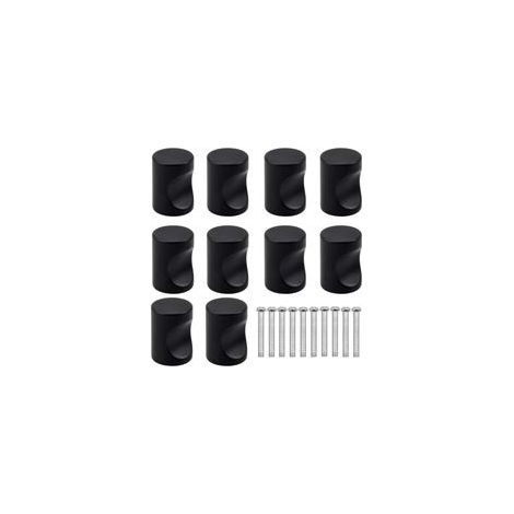 10PCS Noir Tiroir de Porte Poignée, Bouton de Meubles, Unique Trou Rond Boutons de Tiroir, Moderne Boutons de Porte, Poignées de Meuble pour Placard Armoire Cuisine, Chambre d'enfant(Noir) (1/4)